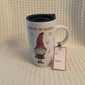 Peppermint & Pine Holiday Gnome For The Holidays Travel Mug NWT